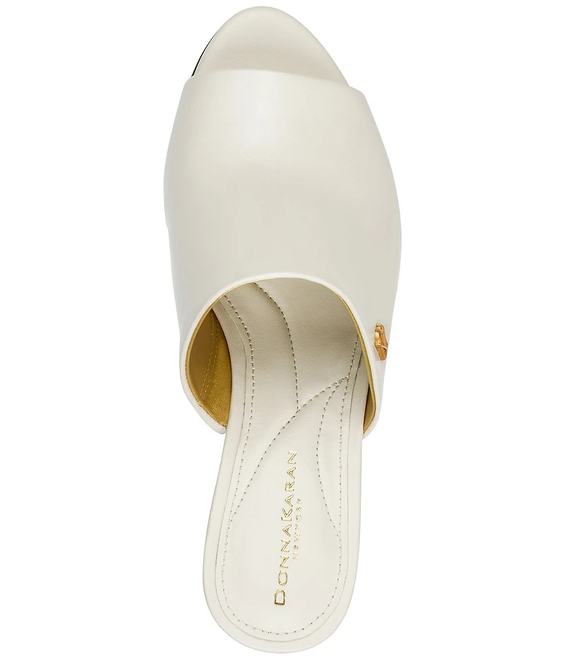 Donna Karan Donna Leather Wedge Slide Sandals