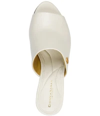 Donna Karan Donna Leather Wedge Slide Sandals