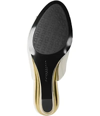 Donna Karan Donna Leather Wedge Slide Sandals