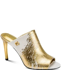 Donna Karan Donna Metallic Foil Dress Slide Sandals