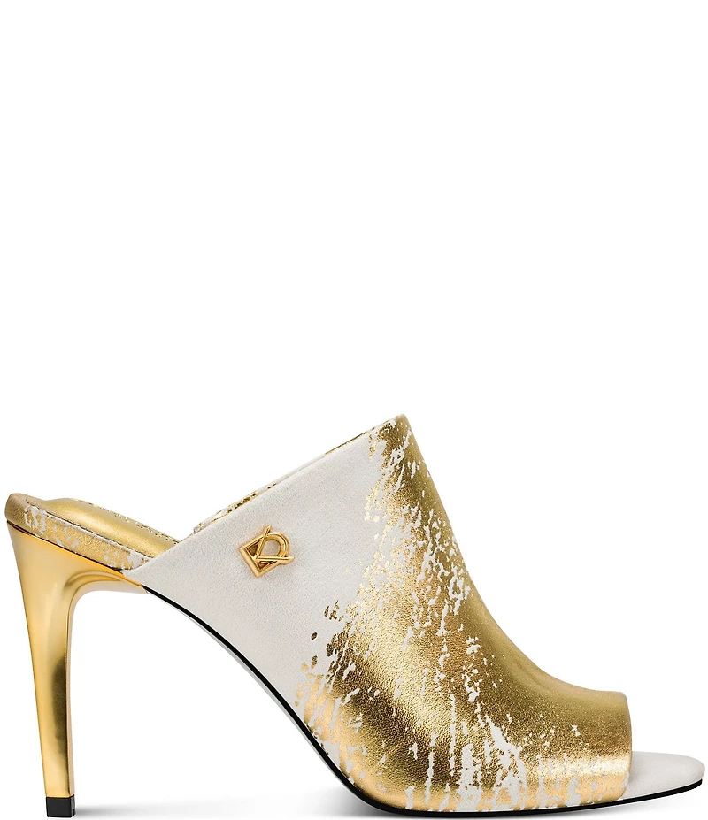 Donna Karan Donna Metallic Foil Dress Slide Sandals