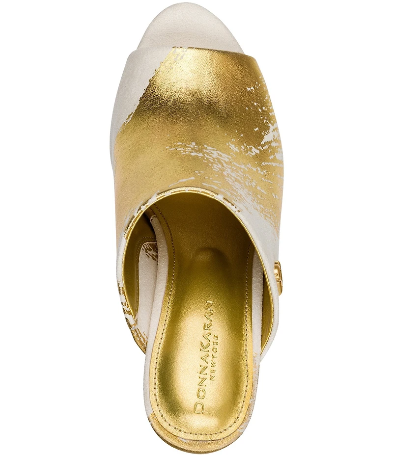 Donna Karan Donna Metallic Foil Dress Slide Sandals