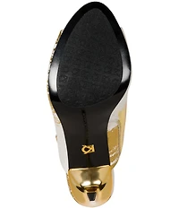 Donna Karan Donna Metallic Foil Dress Slide Sandals