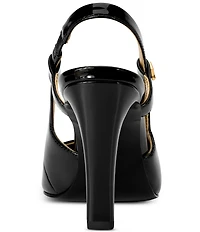 Donna Karan Donna Patent Leather Pointed Toe Slingback Pumps
