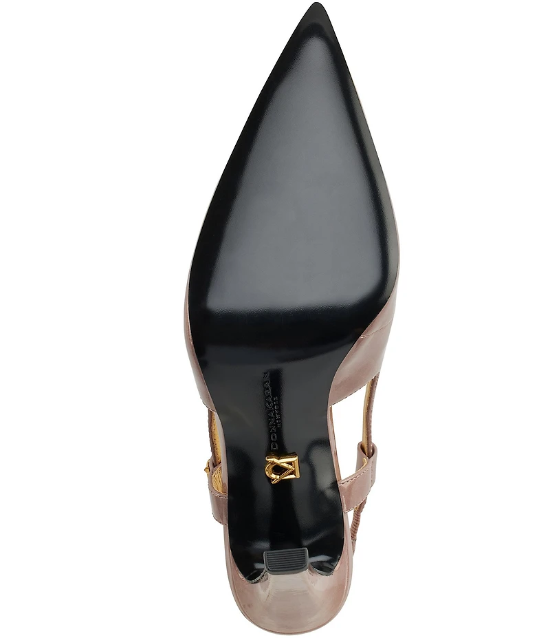 Donna Karan Donna Patent Leather Pointed Toe Slingback Pumps