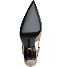 Donna Karan Donna Patent Leather Pointed Toe Slingback Pumps