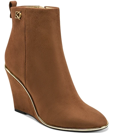 Donna Karan Donna Suede Wedge Booties