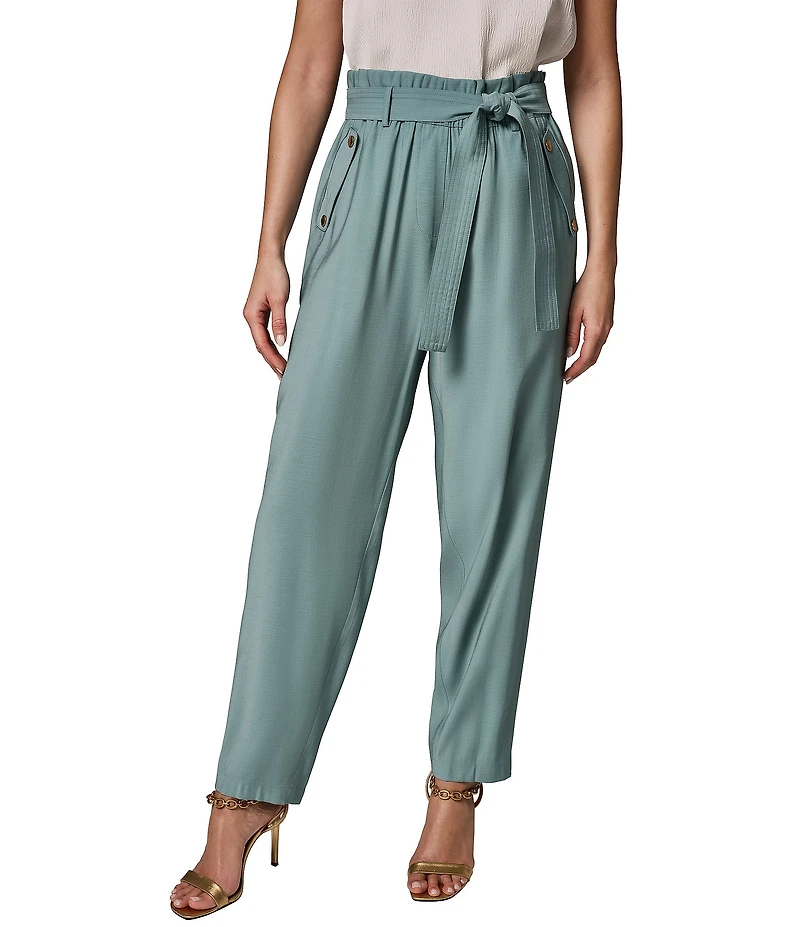 Donna Karan Extra High-Rise Paperbag Straight-Leg Ankle Pants