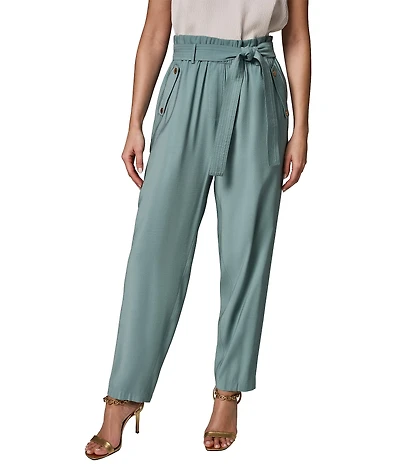 Donna Karan Extra High-Rise Paperbag Straight-Leg Ankle Pants