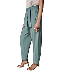 Donna Karan Extra High-Rise Paperbag Straight-Leg Ankle Pants