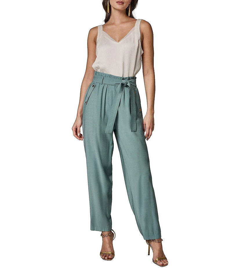 Donna Karan Extra High-Rise Paperbag Straight-Leg Ankle Pants