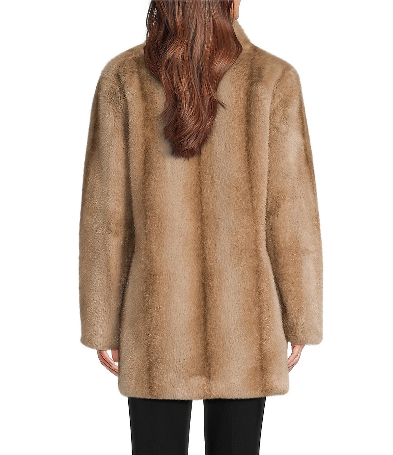 Donna Karan Faux Fur Stand Collar Button Front Coat