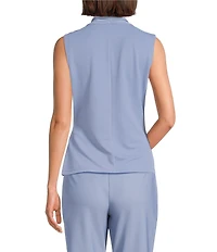 Donna Karan Faux Wrap Hardware Surplice V-Neck Sleeveless Top