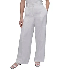 Donna Karan Flat Front Wide Leg Glazed Dressing Cargo Pants