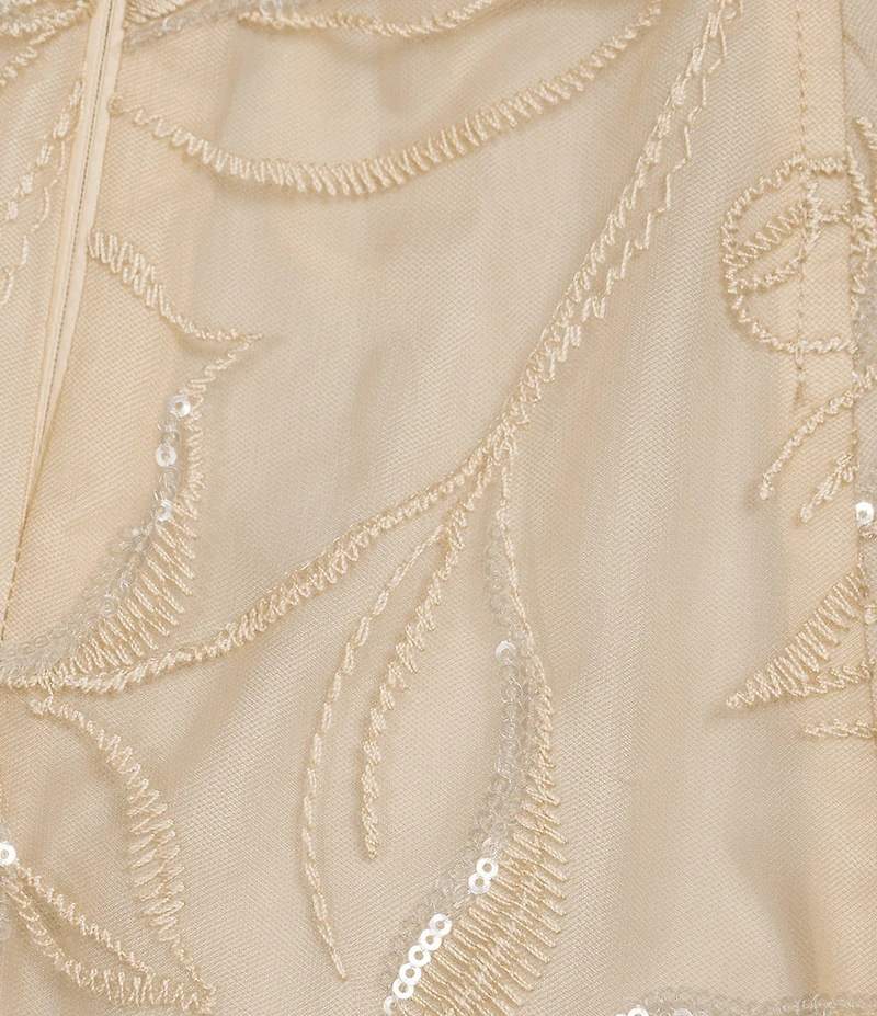 Donna Karan Floral Embroidered Mesh Sequin Strapless Pleated Midi Dress