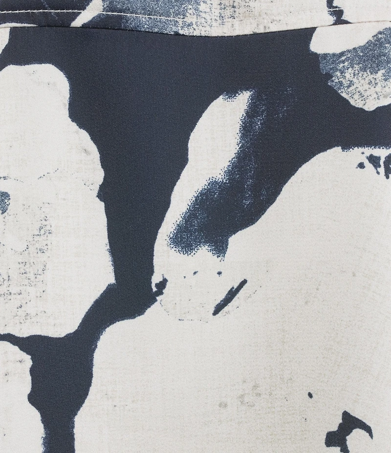 Donna Karan Floral Point Collar Long Sleeve Asymmetric Hem Blouse