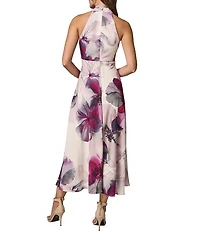 Donna Karan Floral Print Halter Neck Midi Dress