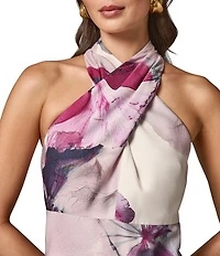 Donna Karan Floral Print Halter Neck Midi Dress
