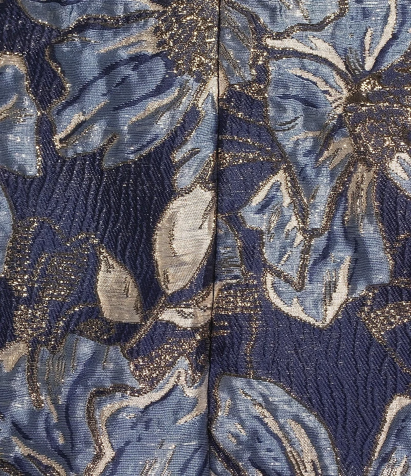 Donna Karan Floral Print Jacquard Strapless Midi Dress