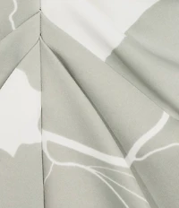 Donna Karan Floral Print Lightweight Ruched Scuba V-Neck Sleeveless Dress