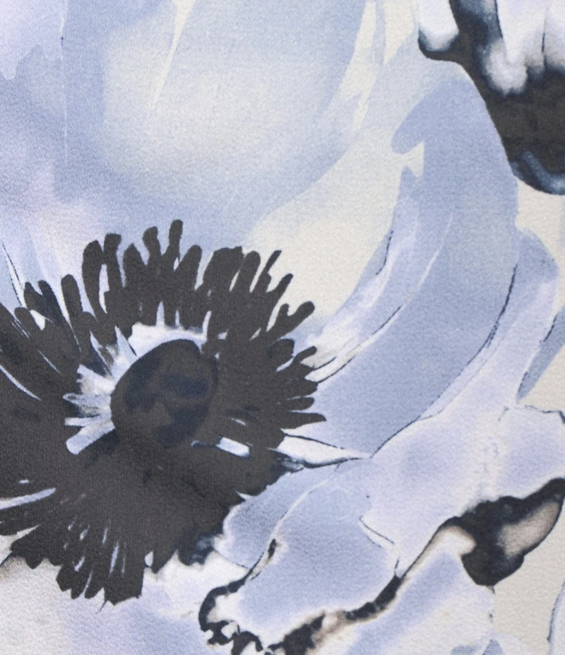 Donna Karan Floral Print Mock Neck Sleeveless Gathered Shoulder Blouse