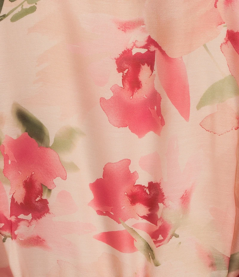 Donna Karan Floral Print Organza Button Down Midi Dress