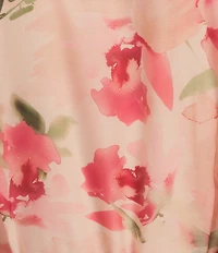 Donna Karan Floral Print Organza Button Down Midi Dress