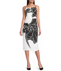 Donna Karan Floral Print Sleeveless Sheath Midi Dress