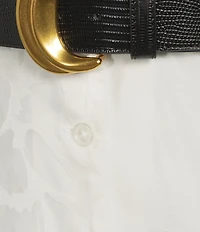 Donna Karan Floral Print Twill Jacquard Button Down Midi Dress