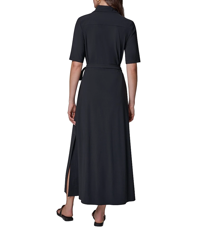 Donna Karan Four Way Stretch Knit Short Sleeve Polo Overlap Tie Dress