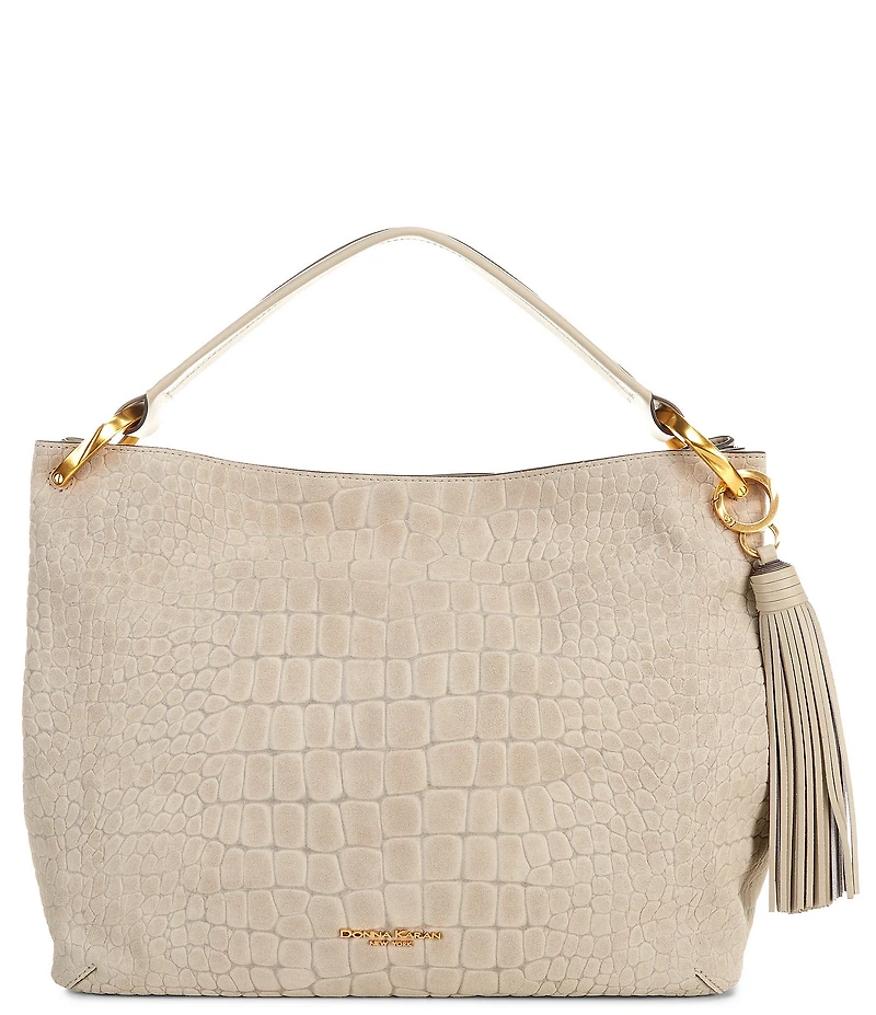 Donna Karan Glenwood Croc Suede Shoulder Bag