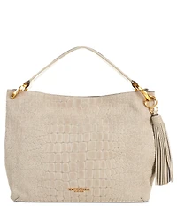 Donna Karan Glenwood Croc Suede Shoulder Bag