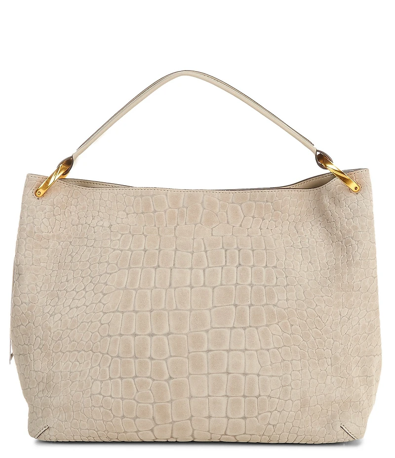 Donna Karan Glenwood Croc Suede Shoulder Bag