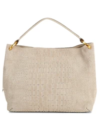Donna Karan Glenwood Croc Suede Shoulder Bag