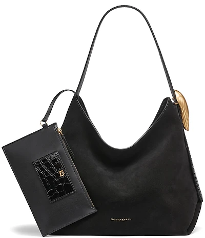Donna Karan Georgette Suede Hobo Shoulder Bag