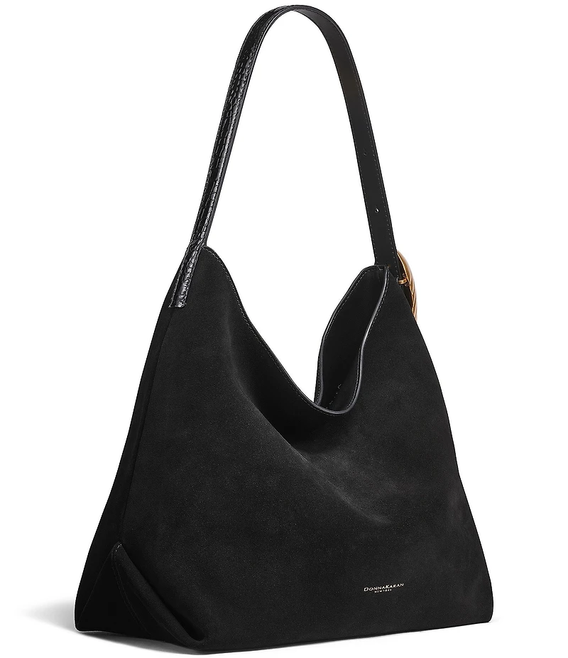 Donna Karan Georgette Suede Hobo Shoulder Bag