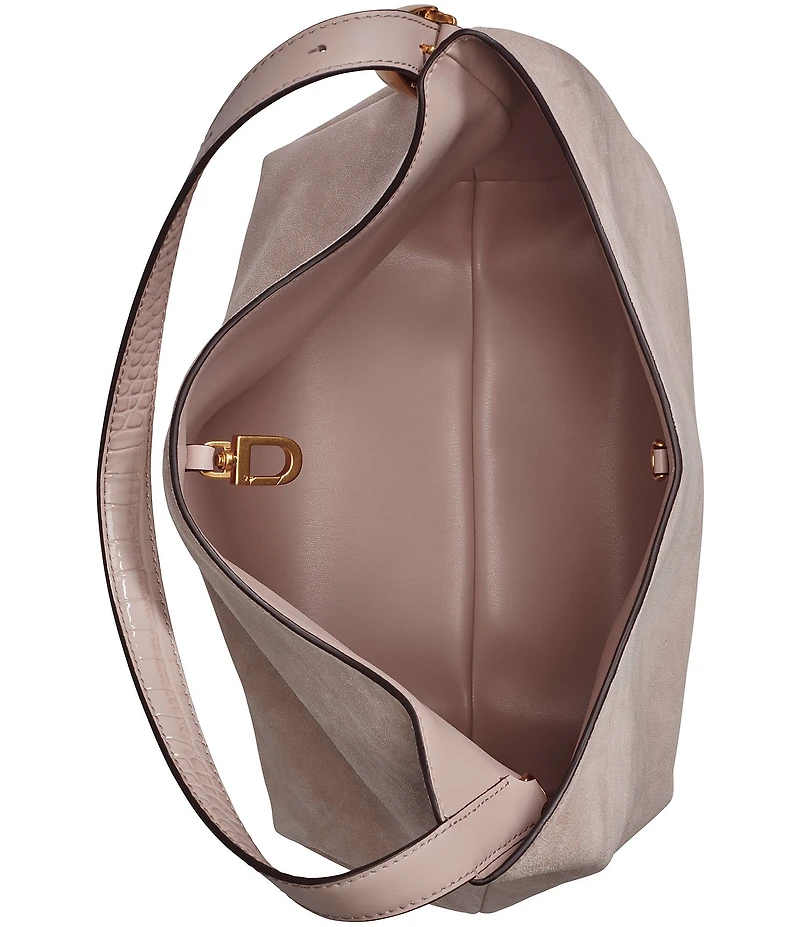 Donna Karan Georgette Suede Hobo Shoulder Bag