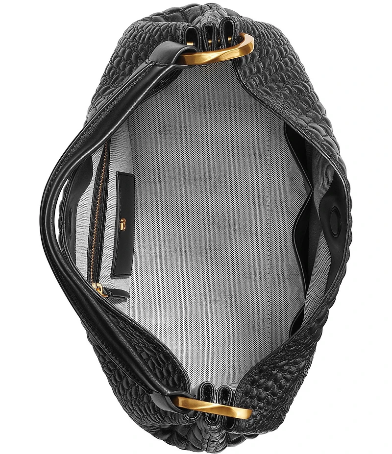 Donna Karan Glenwood Quilted Crocodile Embossed Slouchy Shoulder Bag