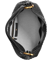 Donna Karan Glenwood Quilted Crocodile Embossed Slouchy Shoulder Bag