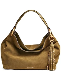 Donna Karan Glenwood Large Suede Fringe Tassle Slouch Hobo Bag
