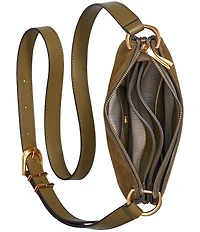 Donna Karan Glenwood Suede Fringe Tassle Crossbody Bag