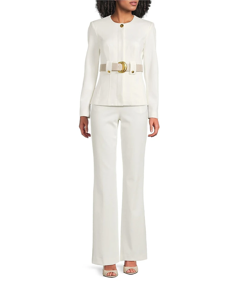 Donna Karan Gold Button Hardware Flared Pants
