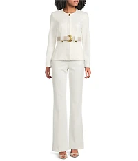 Donna Karan Gold Button Hardware Flared Pants