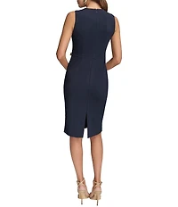 Donna Karan Gold Hardware Scuba Crepe Sheath Dress