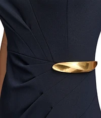 Donna Karan Gold Hardware Scuba Crepe Sheath Dress