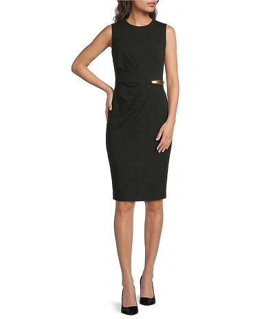 Donna Karan Gold Hardware Scuba Crepe Sheath Dress