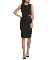 Donna Karan Gold Hardware Scuba Crepe Sheath Dress
