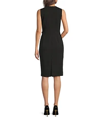 Donna Karan Gold Hardware Scuba Crepe Sheath Dress