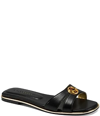 Donna Karan Halo Medallion Ornamented Flat Slides