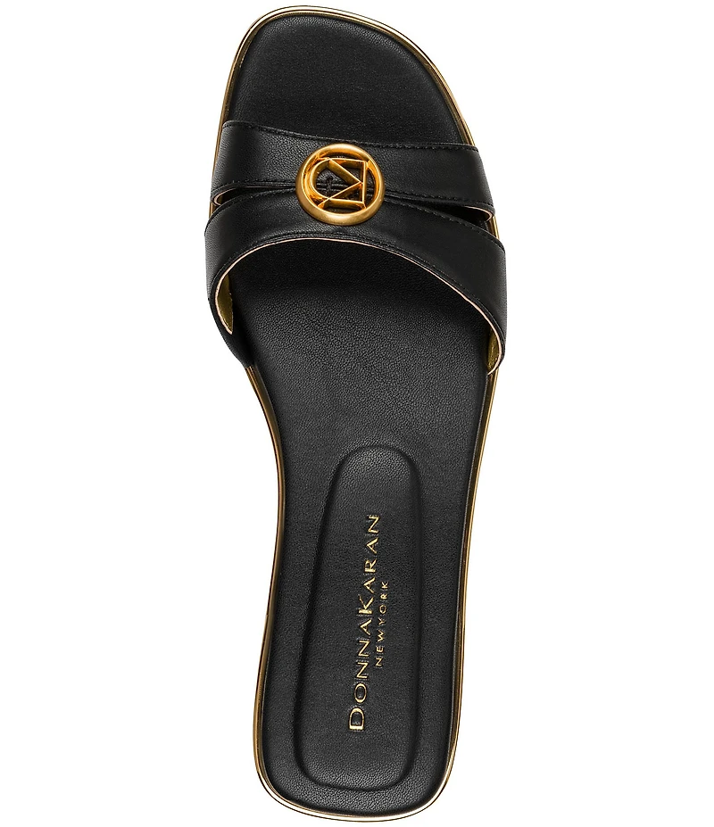 Donna Karan Halo Medallion Ornamented Flat Slides